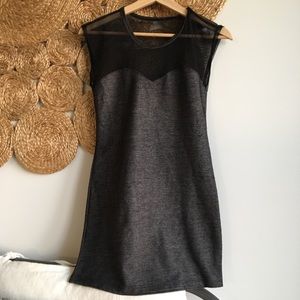 Dark Gray Mini Dress with Mesh top